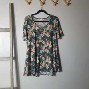 LULAROE WOMEN'S FLORAL TUNIC BLOUSE SIZE SMALL